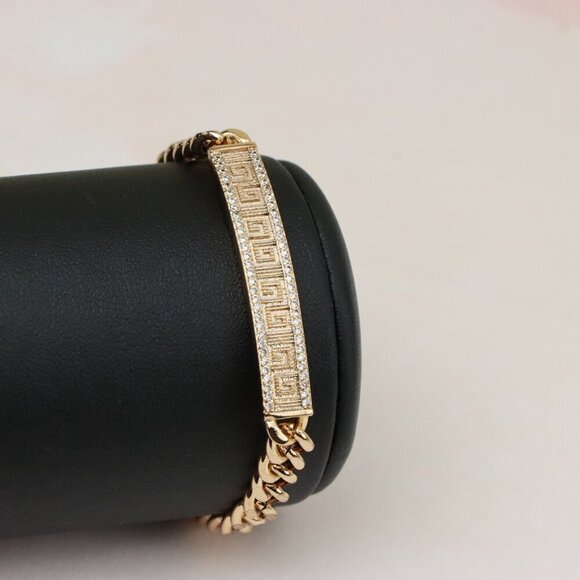 "Elegant Rose Gold Bracelet with Greek Key and CZ Detailing, XPBL0840 - Picture 10 of 12